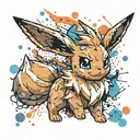 Pokémon Eevee coloured with paint splats tattoo design idea