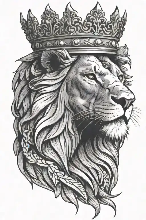 lion wearing a crown tattoo design idea