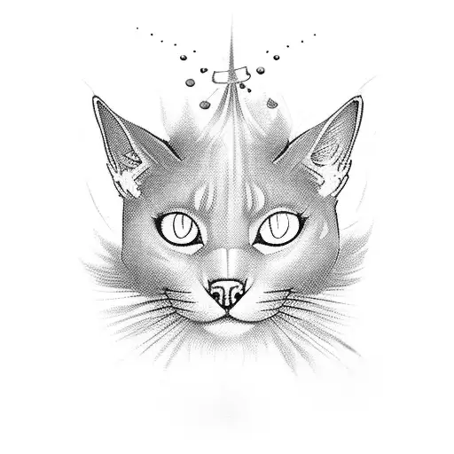 Russian Blue Cat fangs out attacking tattoo design idea