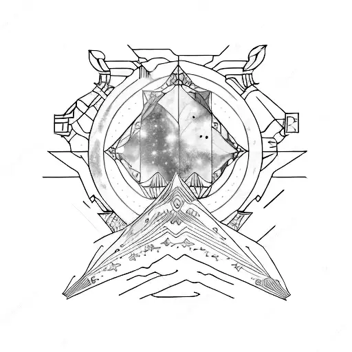 A captivating tattoo idea combining the Orion constellation and the mesmerizing colors of the Aurora Borealis, creating a celestial and ethereal scene. tattoo design idea