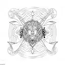 A captivating tattoo idea combining the Orion constellation and the mesmerizing colors of the Aurora Borealis, creating a celestial and ethereal scene. tattoo design idea