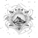 A captivating tattoo idea combining the Orion constellation and the mesmerizing colors of the Aurora Borealis, creating a celestial and ethereal scene. tattoo design idea