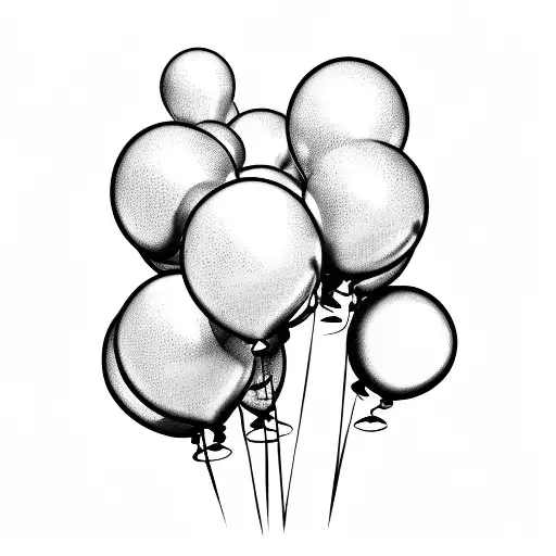 old balloons cart tattoo design idea