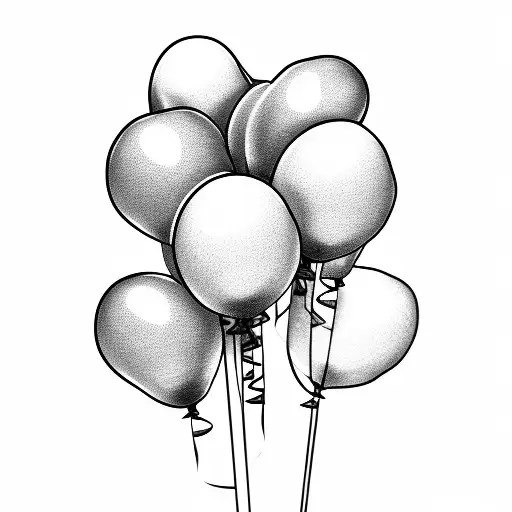 old balloons cart tattoo design idea
