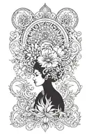 I have some loose tattoos on my torso, from my chest to below my belly button. I want an idea for the background of these tattoos. tattoo design idea