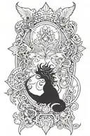 I have some loose tattoos on my torso, from my chest to below my belly button. I want an idea for the background of these tattoos. tattoo design idea