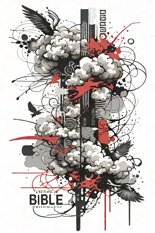 bible verse quote with clouds   tattoo design idea