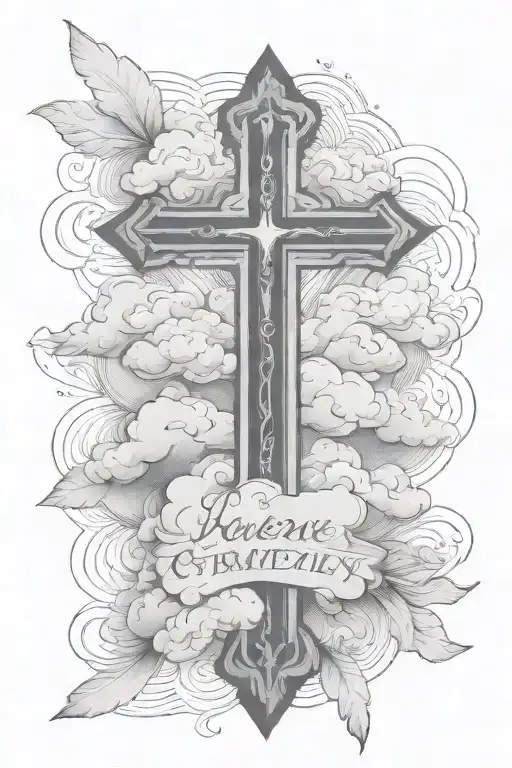 bible verse quote with clouds   tattoo design idea