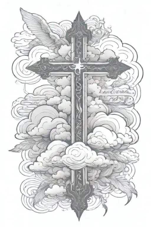 bible verse quote with clouds   tattoo design idea