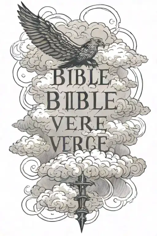 bible verse quote with clouds   tattoo design idea