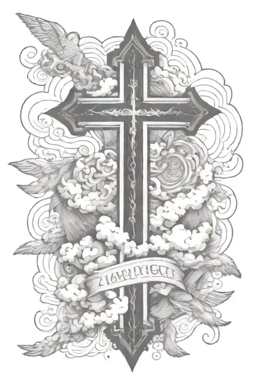 bible verse quote with clouds   tattoo design idea