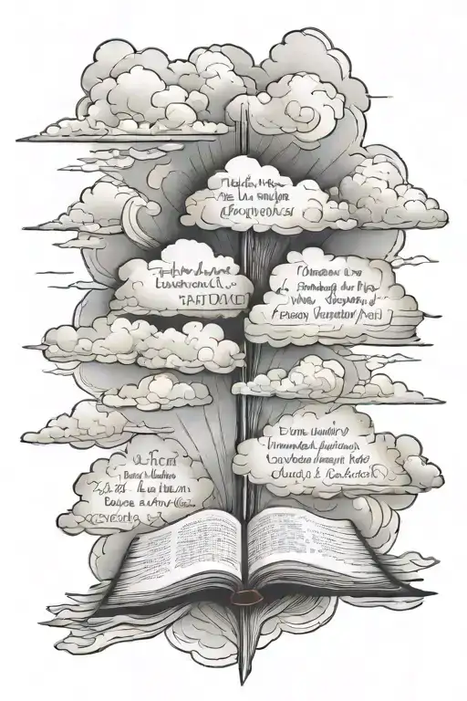 bible verse quote with clouds   tattoo design idea