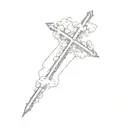 minimalist cross wrapped with clouds  tattoo design idea