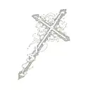 minimalist cross wrapped with clouds  tattoo design idea