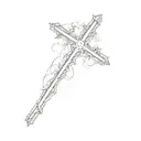 minimalist cross wrapped with clouds  tattoo design idea