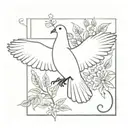 An intricate tattoo featuring a dove representing the Holy Spirit surrounded by elements of nature, with a Bible verse wrapping around the design tattoo design idea