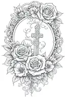 Write: "Persevering Through Trials, Faithful In Prayer" Surroud With clounds and rose  flowers tattoo design idea