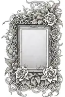 picture frame made from flowers and thorny vines tattoo design idea