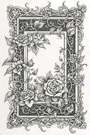 picture frame made from flowers and thorny vines tattoo design idea