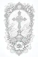 Write: "Persevering Through Trials, Faithful In Prayer" Surroud With clounds and flowers tattoo design idea
