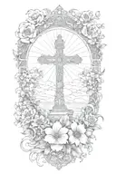 Write: "Persevering Through Trials, Faithful In Prayer" Surroud With clounds and flowers tattoo design idea