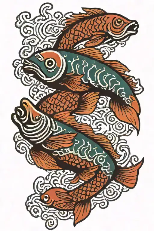 korean flag with 2 fish tattoo design idea