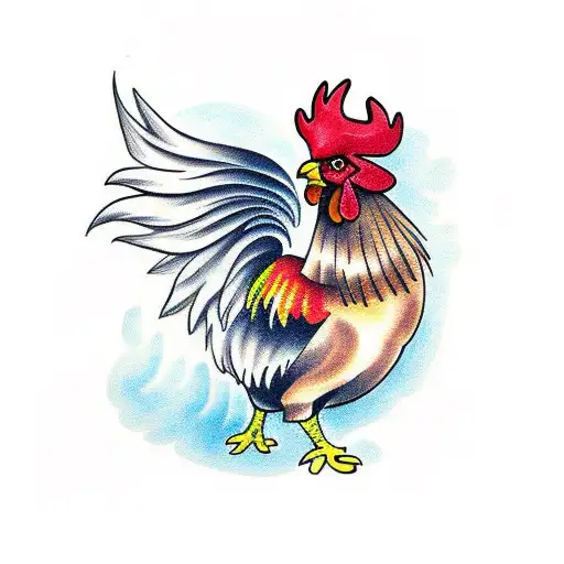 rooster fighting tattoo design idea