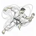 A sketch tattoo of a jiu jitsu fighter in action, with intricate details of the movements tattoo design idea
