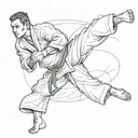 A sketch tattoo of a jiu jitsu fighter in action, with intricate details of the movements tattoo design idea