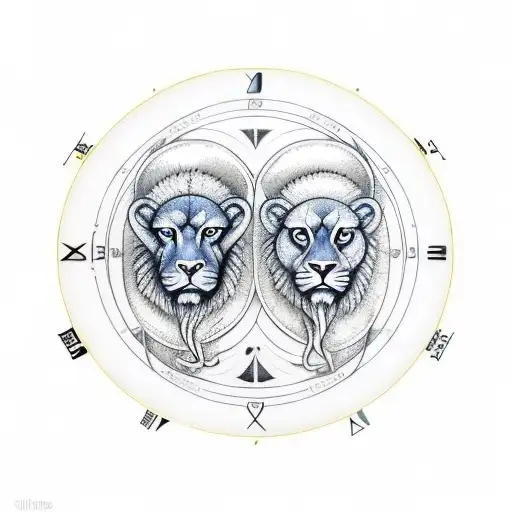 Gemini and leo zodiac sign together tattoo design idea