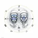 Gemini and leo zodiac sign together tattoo design idea