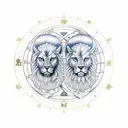 Gemini and leo zodiac sign together tattoo design idea