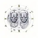 Gemini and leo zodiac sign together tattoo design idea