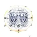 Gemini and leo zodiac sign together tattoo design idea