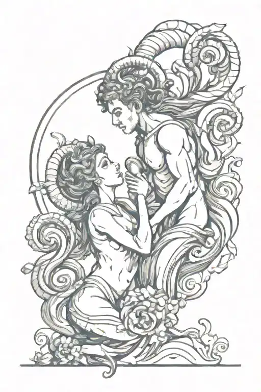 Aries Aquarius intertwined together  tattoo design idea