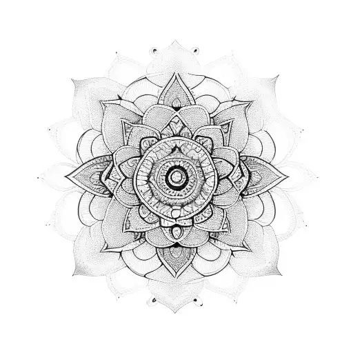 Mandala lotus colorful hip tattoo design idea