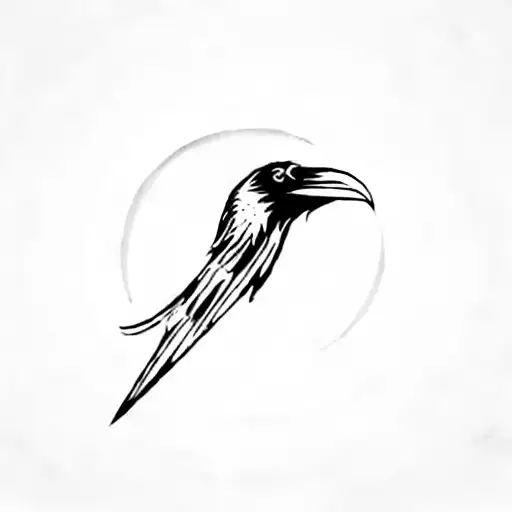 a raven and roman numeral clock tattoo design idea