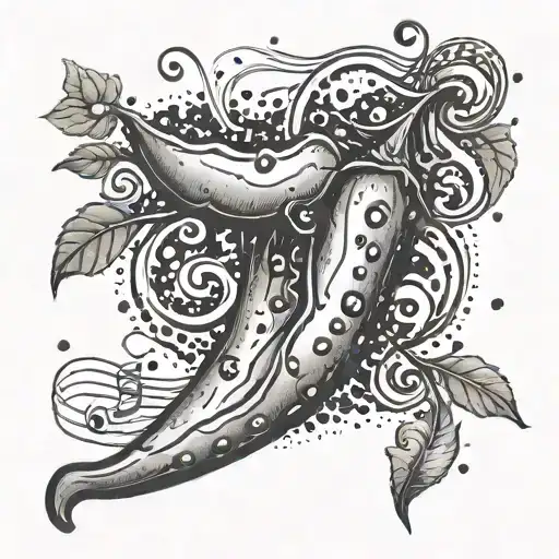 A spicy pepper with musical notes coming out of it tattoo design idea