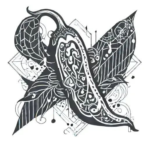 A spicy pepper with musical notes coming out of it tattoo design idea