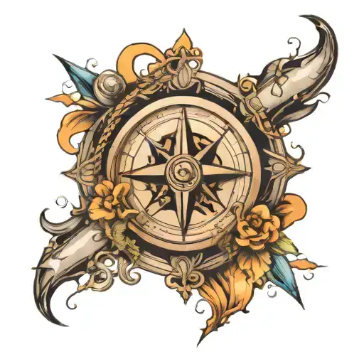 broken compass design tattoo design idea