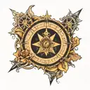 broken compass design tattoo design idea