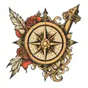 broken compass design tattoo design idea