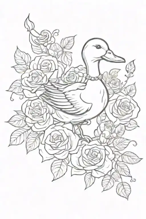 cartoon duck, money, "money", roses tattoo design idea
