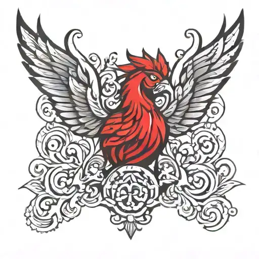 liverbird black and red  tattoo design idea