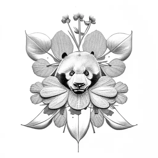 Panda bear and a four leaf clover  tattoo design idea