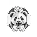 Panda bear and a four leaf clover  tattoo design idea