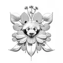 Panda bear and a four leaf clover  tattoo design idea