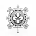 Panda bear and a four leaf clover  tattoo design idea