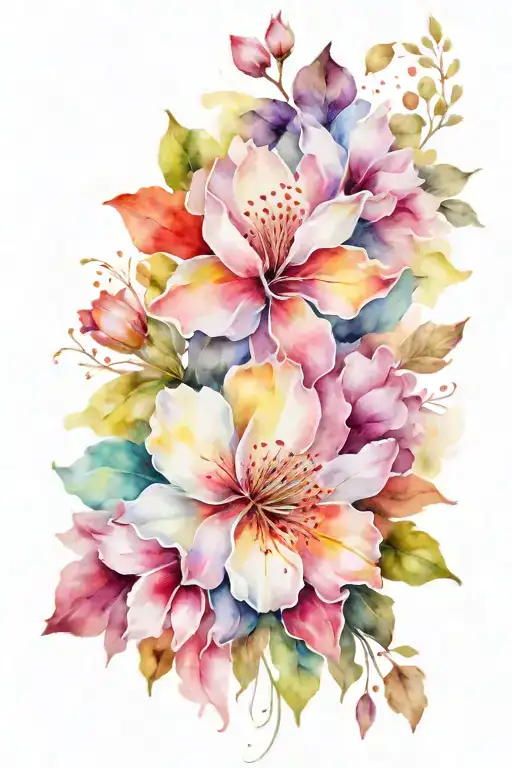 colorfull flowers surrounding tattoo design idea