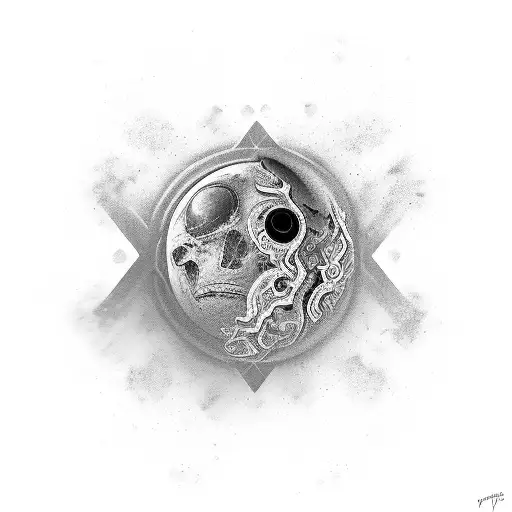 fool moon with semicolon in it tattoo design idea